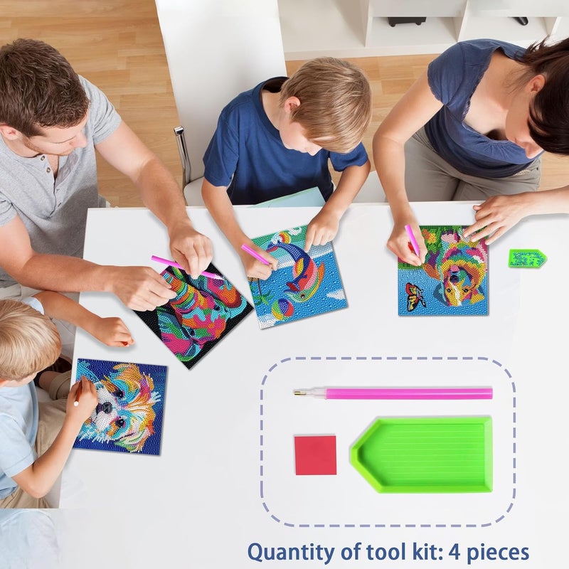 UiSdfuy Diamond Art Kits for Kids,Arts & Crafts for Kid Ages 8-12,Diamond Art for Kids,Gem Art 4 Pack Diamond Painting 6" X 6" (Butterfly) - Image 4